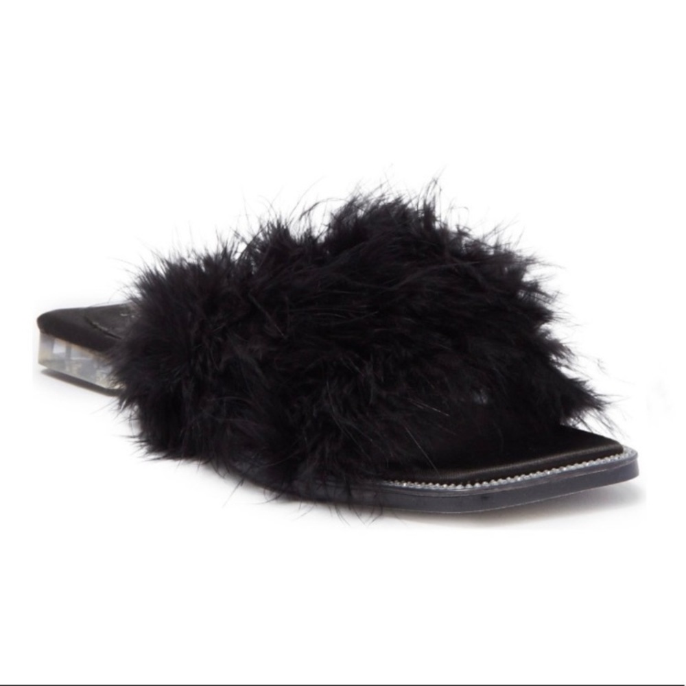 Jeffrey Campbell ACELYNN FAUX FUR SLIDE SANDAL IN BLACK 7